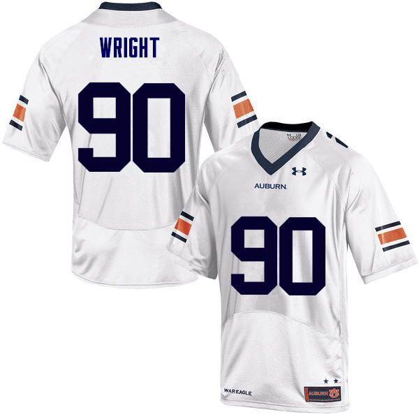 Auburn Tigers Men's Gabe Wright #90 White Under Armour Stitched College NCAA Authentic Football Jersey QVL6574OK